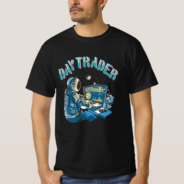 Camiseta Astronauta Day Trader no espaço (Frente)