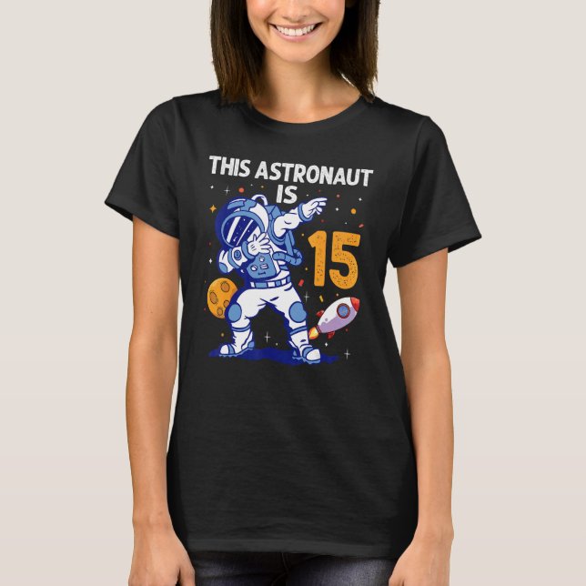 Camiseta Astronauta de 15 anos Planeta Espacial 15 de Astro (Frente)
