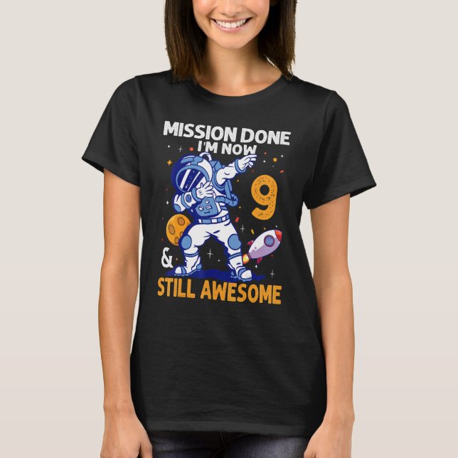 Camiseta Astronauta de 9 anos Planeta Espacial do 9º Astron (Frente)
