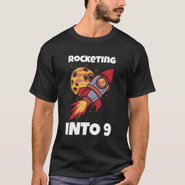 Camiseta Astronauta De 9 Luas Criança 9º Aniversário (Frente)