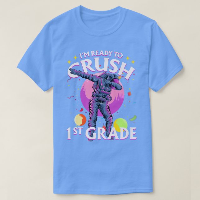 Camiseta Astronauta de Batida da Classe 1rua de volta à Esc (Frente do Design)