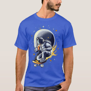Camiseta Astronauta De Bebendo De Café Em Um Mo Espacial
