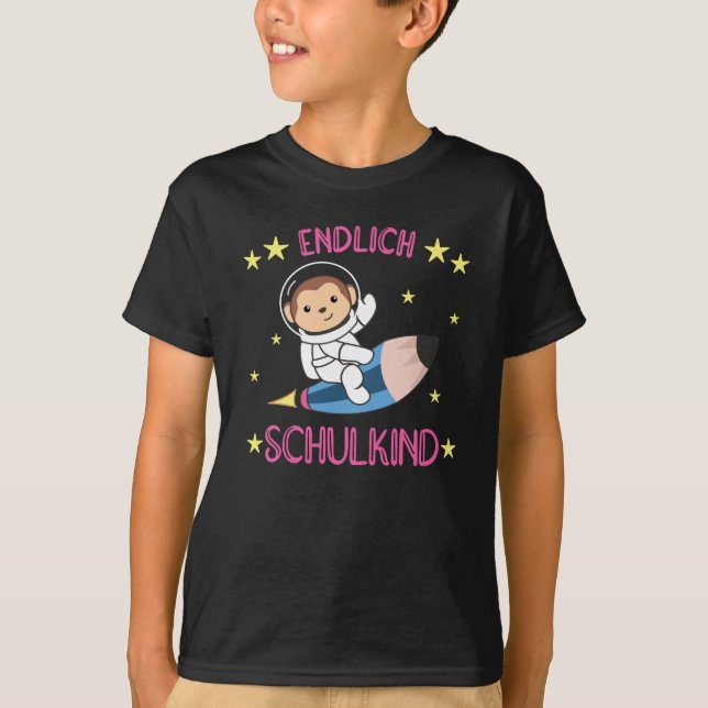 Camiseta Astronauta de Bolsa de Macaco da Escola Escolar de (Frente)