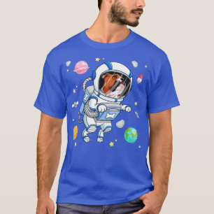 Camiseta Astronauta De Cachorro Bulldog No Espaço Galáxias 