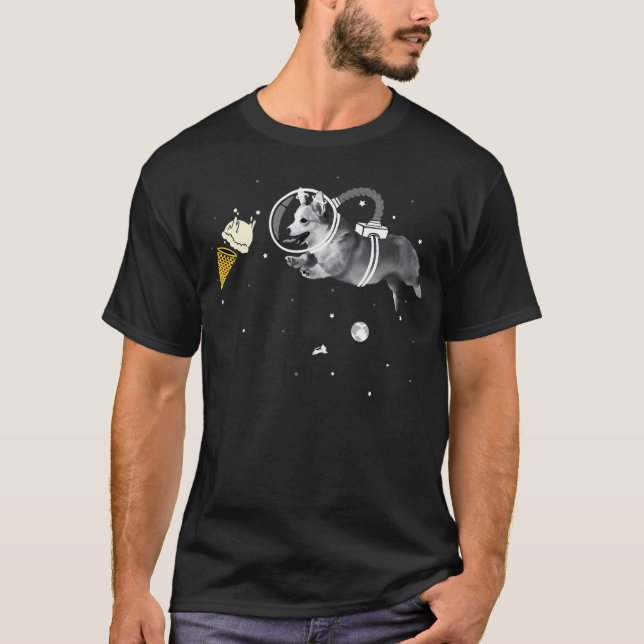 Camiseta Astronauta De Corgi No Espaço Icecream Corginaut (Frente)