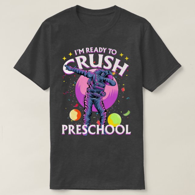 Camiseta Astronauta de Dabbing na pré-escola de volta à esc (Frente do Design)