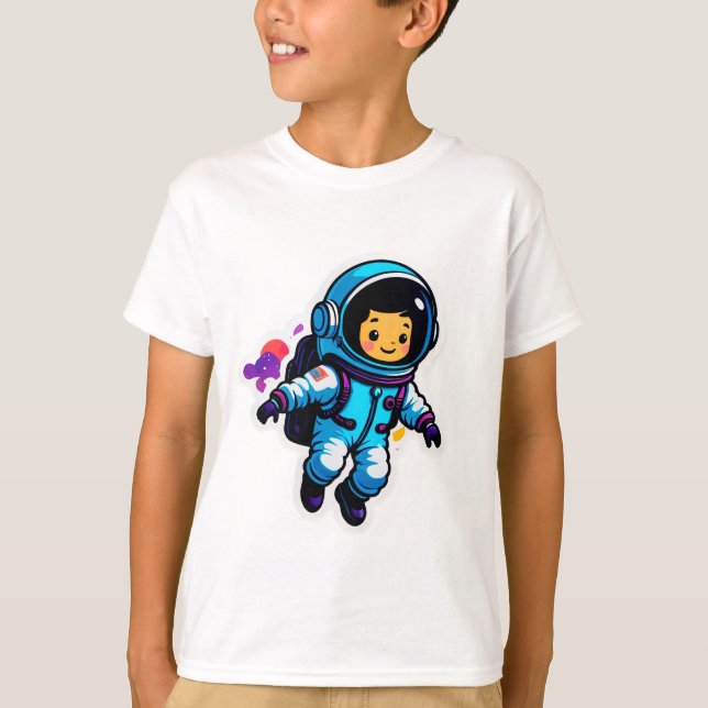 Camiseta Astronauta de desenho animado fofo (Frente)