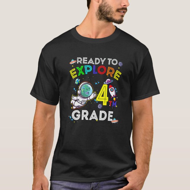 Camiseta Astronauta De Dino Espacial Pronta Para Explorar O (Frente)