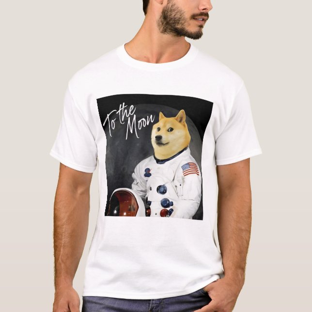 Camiseta Astronauta de Dogecoína para o Bloqueio da Lua HOD (Frente)
