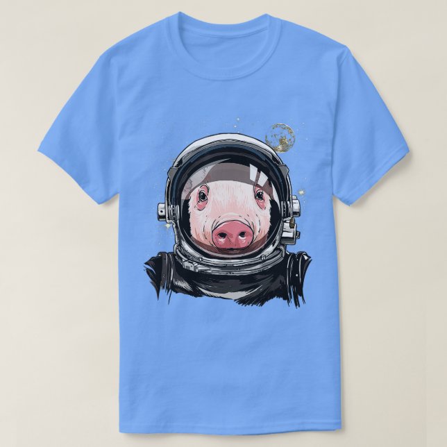 Camiseta Astronauta de Exploração Espacial do Porco Sobre (Frente do Design)