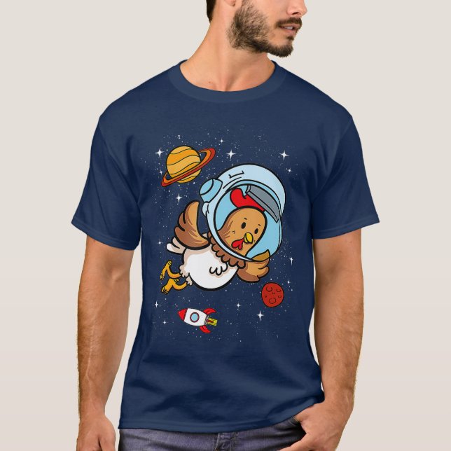 Camiseta Astronauta de frango no espaço Pavicultura (Frente)