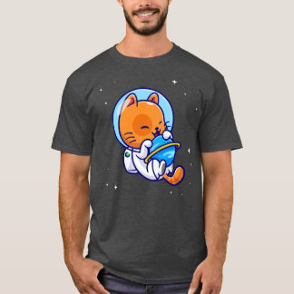 Camiseta Astronauta De Gato Bastante Planeta Em Cartografia