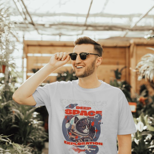 Camiseta Astronauta de Gato de Exploração do Espaço Profund (Criador carregado)