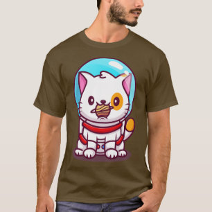 Camiseta Astronauta De Gato Gato Com Cartoon De Bola