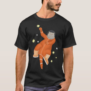 Camiseta Astronauta De Gato Num Spacesuit Laranja Entre A S