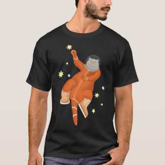Camiseta Astronauta De Gato Num Spacesuit Laranja Entre A S