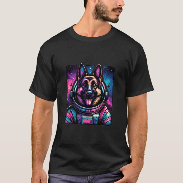 Camiseta Astronauta de German shepherd de Cão Espacial Adve (Frente)