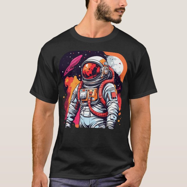 Camiseta Astronauta De Odisseia Cósmica Na Vasteira Do Espa (Frente)