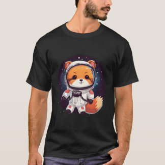 Camiseta Astronauta De Panda Vermelha Otaku Kawaii Em Um Es