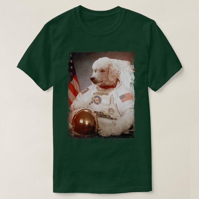 Camiseta Astronauta de Poodle Engraçado Missão Espacial da  (Frente do Design)