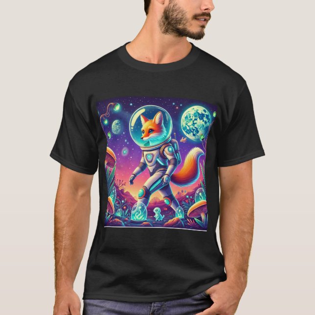 Camiseta astronauta de raposa espacial (Frente)