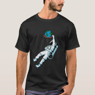 Camiseta Astronauta de Santa Hat Dunking Earth Fundo X