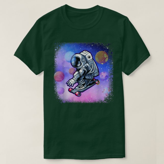 Camiseta Astronauta De Skateboard Cute No Skateboarder Espa (Frente do Design)