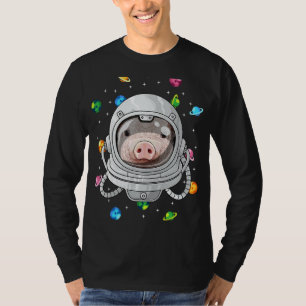 Camiseta Astronauta De Suíno Fazenda Profundo No Espaço Uni