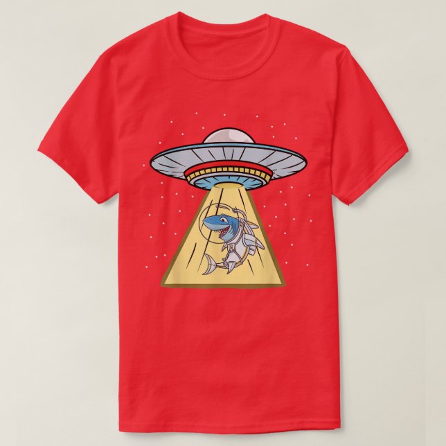 Camiseta Astronauta De Tubarão De Abdução Ufo (Frente do Design)