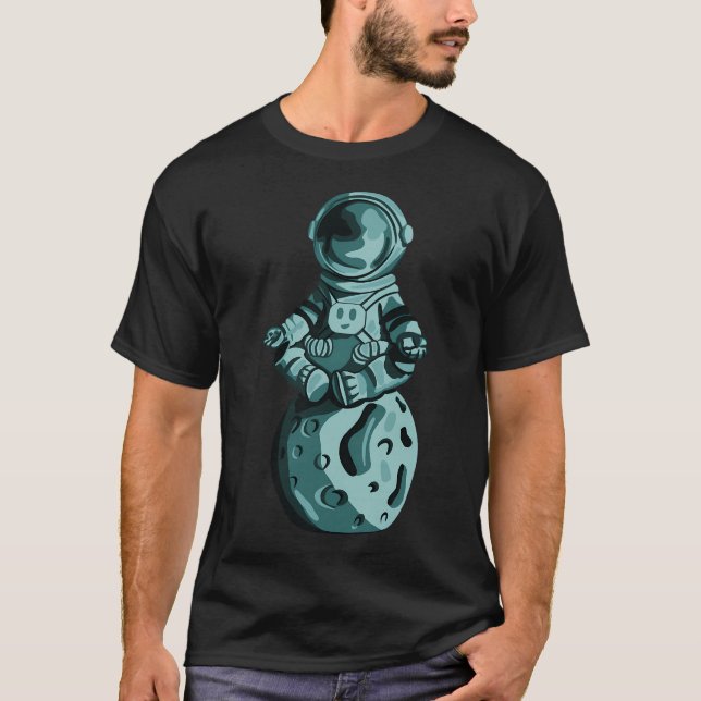 Camiseta Astronauta de Yoga. Meditação Zen Starman (Frente)