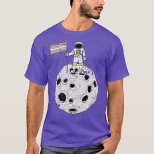 Camiseta Astronauta Demigirl Na Bandeira Da Lua Demigirl