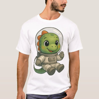 Camiseta Astronauta Dinossauro Aquarela Fofo Explorar Espaç