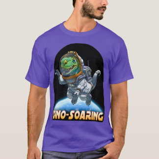 Camiseta Astronauta Dinossauro no Espaço T-Rex Dino-Soaring
