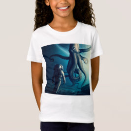 Camiseta Astronauta Divertido e Lula Gigante
