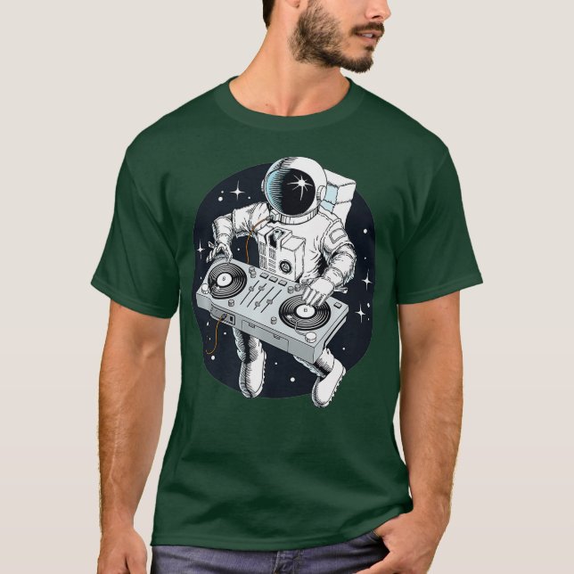 Camiseta Astronauta DJ com Turntable Premium (Frente)