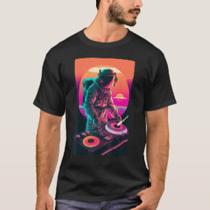 Camiseta Astronauta DJ Ding no Espaço EDM legal Vaporwave G