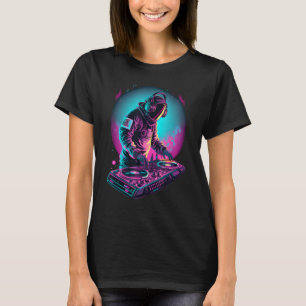 Camiseta Astronauta DJ DJing no Espaço EDM Gráfico legal
