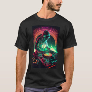 Camiseta Astronauta DJ DJing no Espaço EDM legal Vapor Gráf