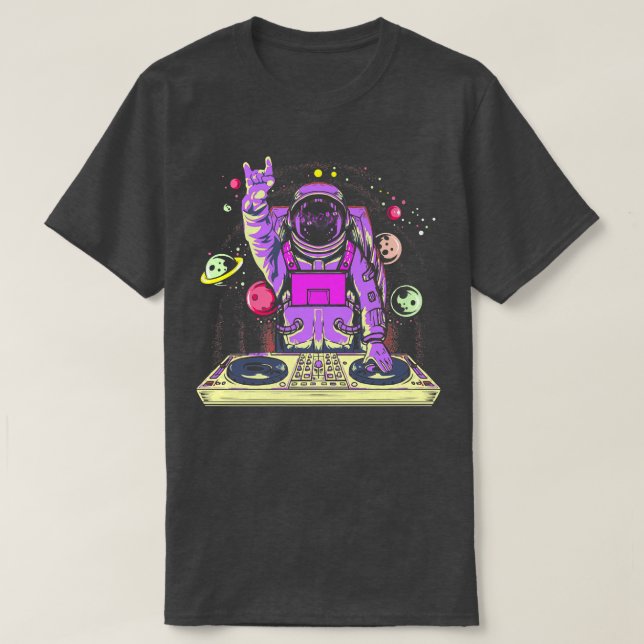 Camiseta Astronauta DJ Music Psychedelic Psytrance Techno E (Frente do Design)