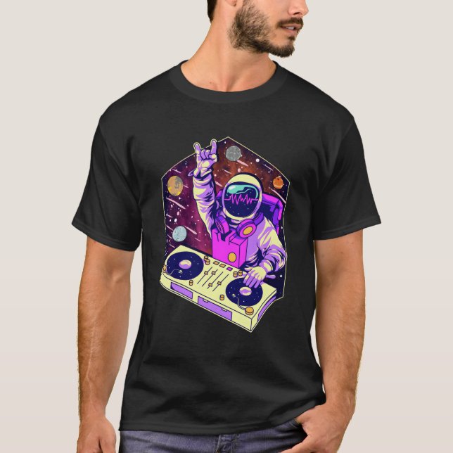 Camiseta Astronauta Dj Music Psychedelic Psytrance Techno E (Frente)