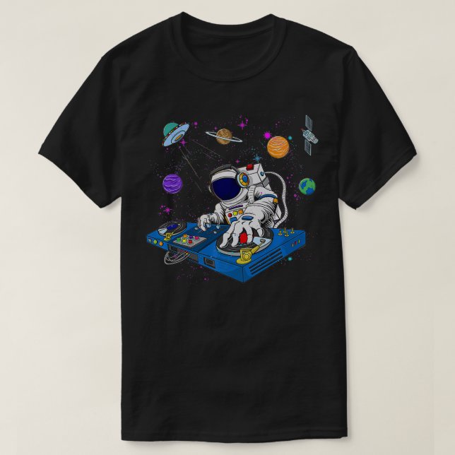 Camiseta Astronauta DJ Psychedelic Music Techno EDM Festiva (Frente do Design)