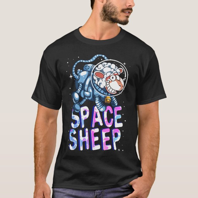 Camiseta Astronauta do Amante de os animais do Espaço Ovino (Frente)