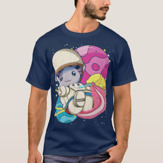 Camiseta astronauta do animal axolotl da ciência espacial
