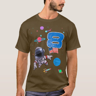 Camiseta Astronauta do Astronauta do Aniversário com 8 Anos