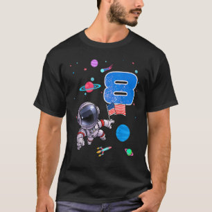 Camiseta Astronauta do Astronauta do Aniversário com 8 Anos
