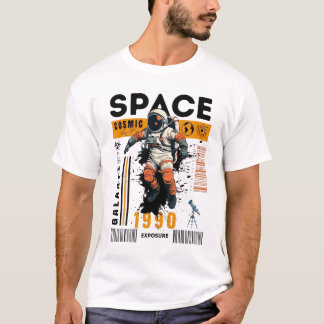 Camiseta "Astronauta do Espaço Cósmico 1990 Exposição Galáx