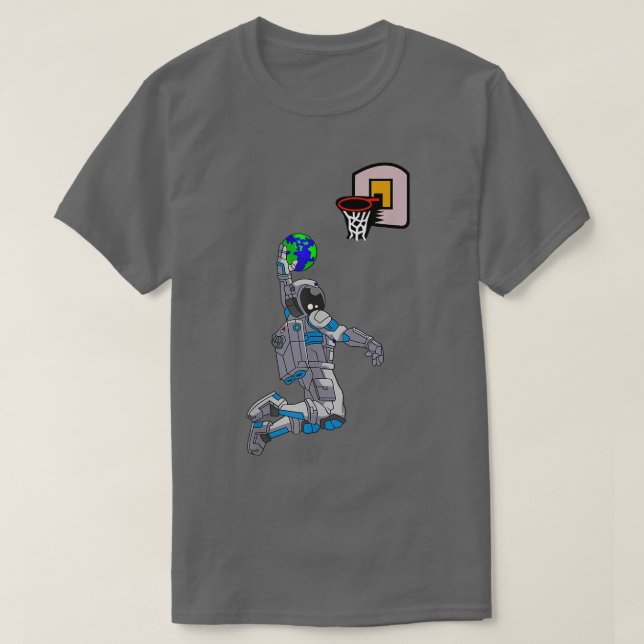 Camiseta Astronauta do Espaço de Basquete Dunking Planet Ea (Frente do Design)