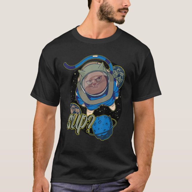 Camiseta Astronauta do Espaço de Gato (Frente)