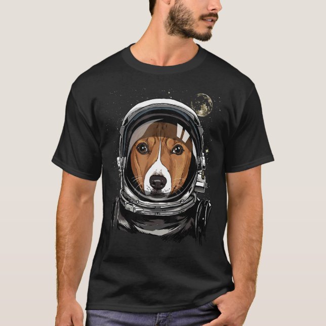 Camiseta Astronauta do Espaço Exterior Africano Basenji Cac (Frente)