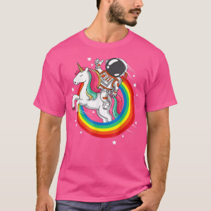 Camiseta Astronauta do Espaço Unicórnio Galay Arco-Íris Mag